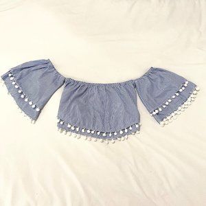 Striped Off-the-Shoulder Crop Top